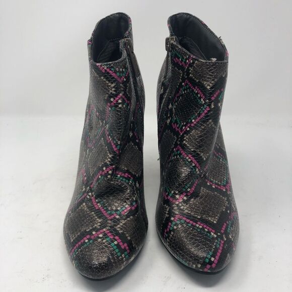 BRECKELLE’S | Snake Animal Print Side Zip Boots Booties Gray Pink Teal Size 7 - Picture 2 of 11